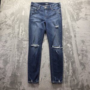 Silver Jeans Mazy Skinny Jeans Womens 29 Blue Distressed Stretch Denim Ripped
